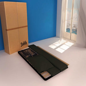 Letto contenitore singolo in ecopelle sfoderabile nero Baldiflex Licia Soft cartone