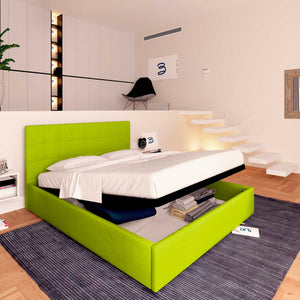 Letto contenitore singolo in ecopelle verde mela Baldiflex Dublino lato