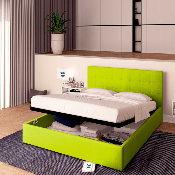 Letto contenitore singolo in ecopelle verde mela Baldiflex Dublino