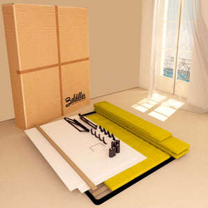 Letto contenitore singolo in tessuto giallo senape Baldiflex Dublino cartone