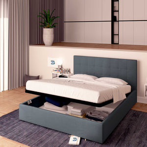 Letto contenitore singolo in tessuto grigio antracite Baldiflex Dublino