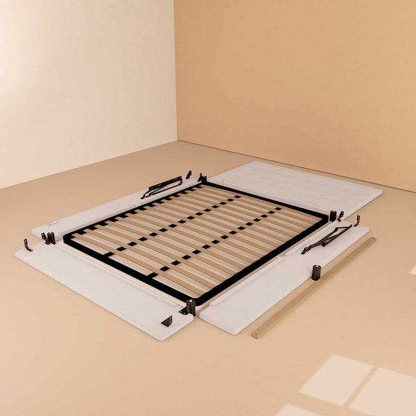 Letto contenitore singolo in tessuto grigio chiaro Baldiflex Dublino struttura