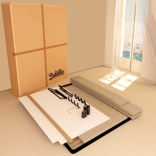 Letto contenitore singolo in tessuto grigio talpa Baldiflex Dublino cartone