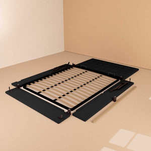 Letto contenitore singolo in tessuto nero Baldiflex Dublino struttura