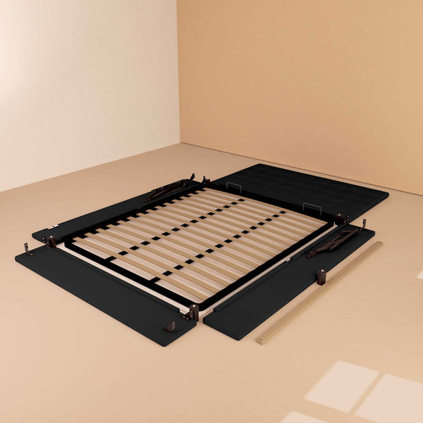 Letto contenitore singolo in tessuto nero Baldiflex Dublino struttura