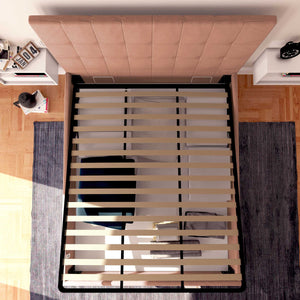 Letto contenitore singolo in tessuto rosa antico Baldiflex Dublino dall'alto