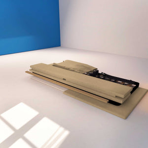 Letto contenitore singolo in tessuto sfoderabile cammello Licia Soft Baldiflex struttura