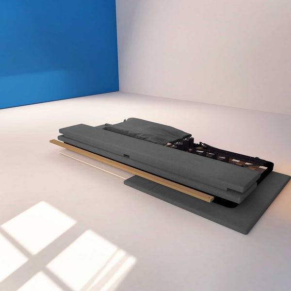 Letto contenitore singolo in tessuto sfoderabile grigio antracite Licia Soft Baldiflex struttura