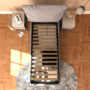 Letto contenitore singolo in tessuto sfoderabile grigio Licia Soft Baldiflex dall'alto