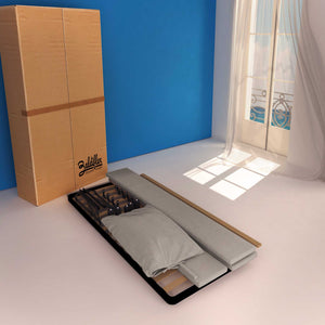 Letto contenitore singolo in tessuto sfoderabile grigio Licia Soft Baldiflex cartone