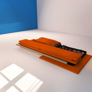 Letto contenitore singolo in tessuto sfoderabile arancione Licia Soft Baldiflex struttura