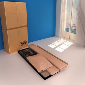 Letto contenitore singolo in tessuto sfoderabile rosa antico Licia Soft Baldiflex cartone