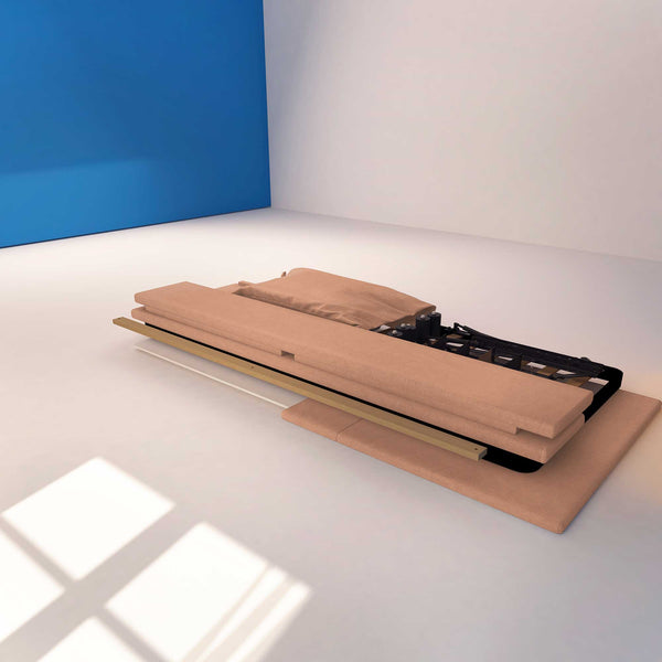 Letto contenitore singolo in tessuto sfoderabile rosa antico Licia Soft Baldiflex struttura