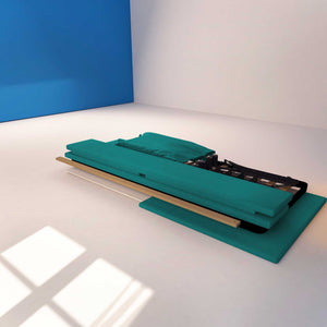 Letto contenitore singolo in tessuto sfoderabile turchese Licia Soft Baldiflex struttura