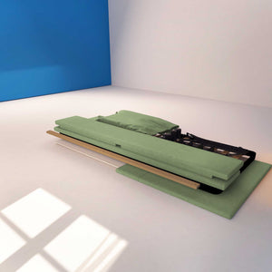 Letto contenitore singolo in tessuto sfoderabile verde menta Licia Soft Baldiflex struttura