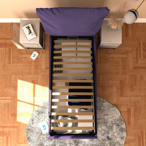 Letto contenitore singolo in tessuto sfoderabile viola Licia Soft Baldiflex dall'alto