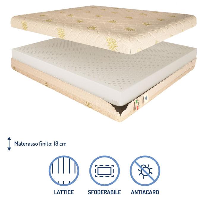 Materasso 100% lattice alto 18 cm Baldiflex