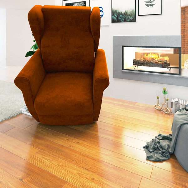 Poltrona relax reclinabile elettrica alzapersona arancione Flora Baldiflex frontale reclinata