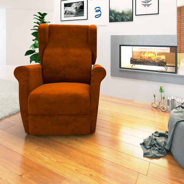 Poltrona relax reclinabile elettrica alzapersona arancione Flora Baldiflex frontale