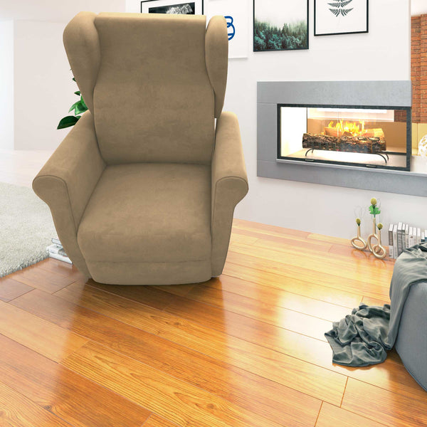 Poltrona relax reclinabile elettrica alzapersona beige Flora Baldiflex frontale reclinata