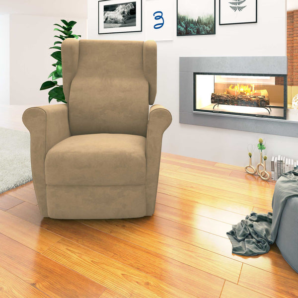 Poltrona relax reclinabile elettrica alzapersona beige Flora Baldiflex frontale