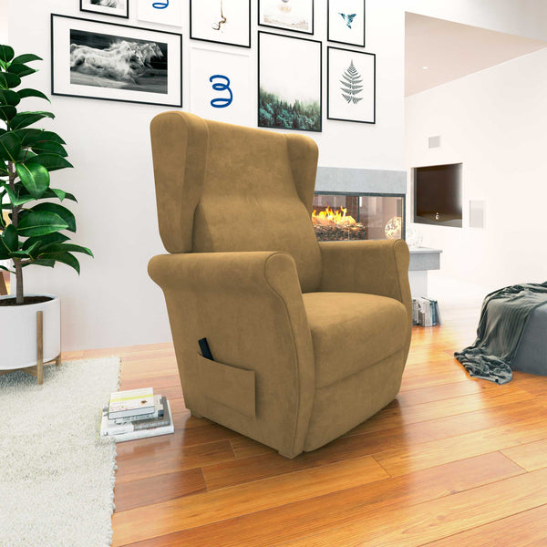 Poltrona relax reclinabile elettrica alzapersona cammello Flora Baldiflex