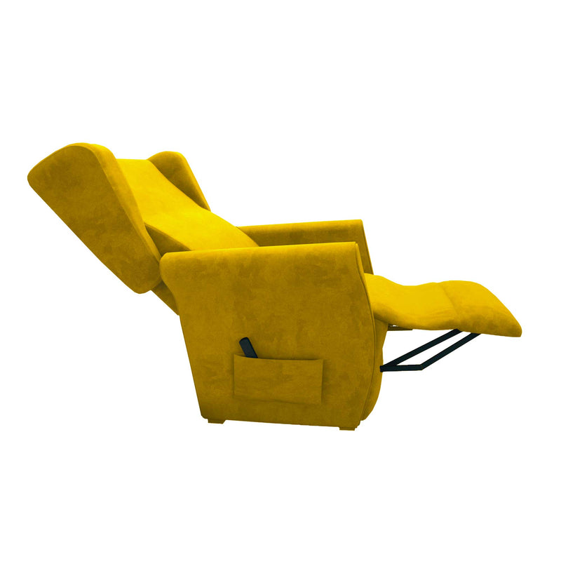 Poltrona relax reclinabile elettrica alzapersona giallo senape Flora Baldiflex aperta