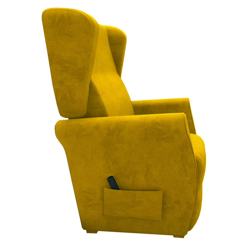 Poltrona relax reclinabile elettrica alzapersona giallo senape Flora Baldiflex lato