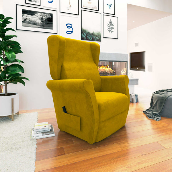 Poltrona relax reclinabile elettrica alzapersona giallo senape Flora Baldiflex