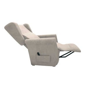 Poltrona relax reclinabile elettrica alzapersona grigio chiaro Flora Baldiflex aperta