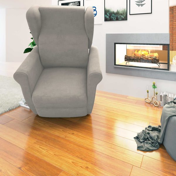 Poltrona relax reclinabile elettrica alzapersona grigio chiaro Flora Baldiflex frontale reclinata