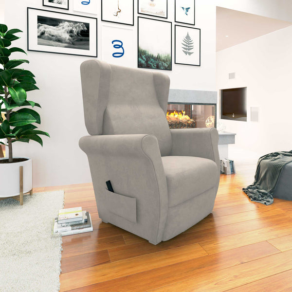 Poltrona relax reclinabile elettrica alzapersona grigio chiaro Flora Baldiflex