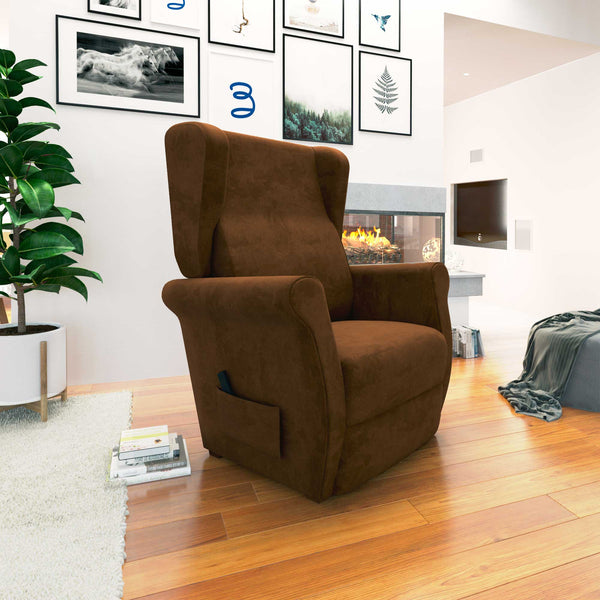Poltrona relax reclinabile elettrica alzapersona marrone Flora Baldiflex