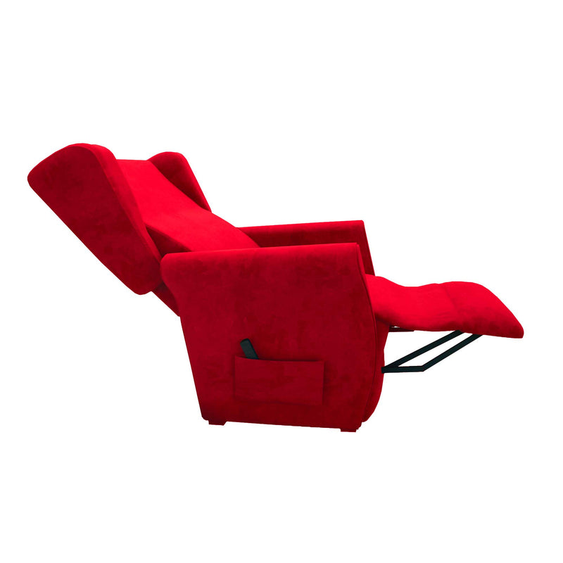 Poltrona relax reclinabile elettrica alzapersona rosso Flora Baldiflex aperta