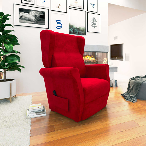 Poltrona relax reclinabile elettrica alzapersona rosso Flora Baldiflex