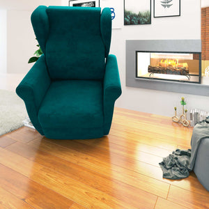 Poltrona relax reclinabile elettrica alzapersona turchese Flora Baldiflex frontale reclinata