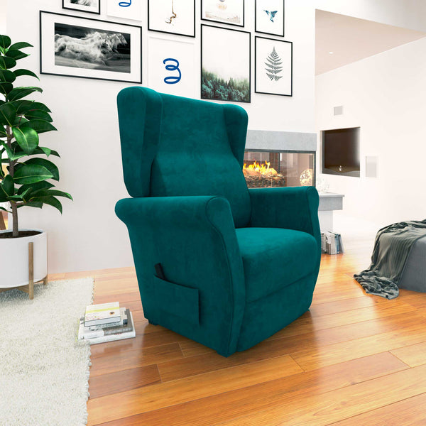 Poltrona relax reclinabile elettrica alzapersona turchese Flora Baldiflex