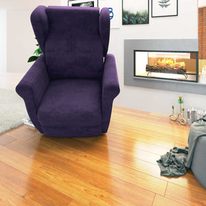 Poltrona relax reclinabile elettrica alzapersona viola Flora Baldiflex frontale reclinata