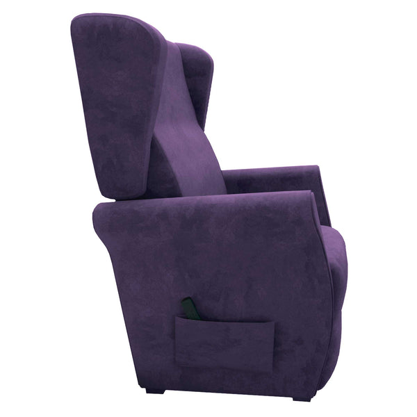 Poltrona relax reclinabile elettrica alzapersona viola Flora Baldiflex lato