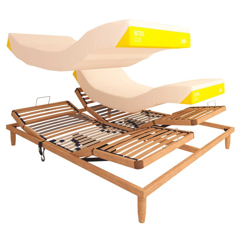 Rete ergonomica elettrica in legno Replay con materasso in lattice Baldiflex Natura Eco 18 dettaglio 2