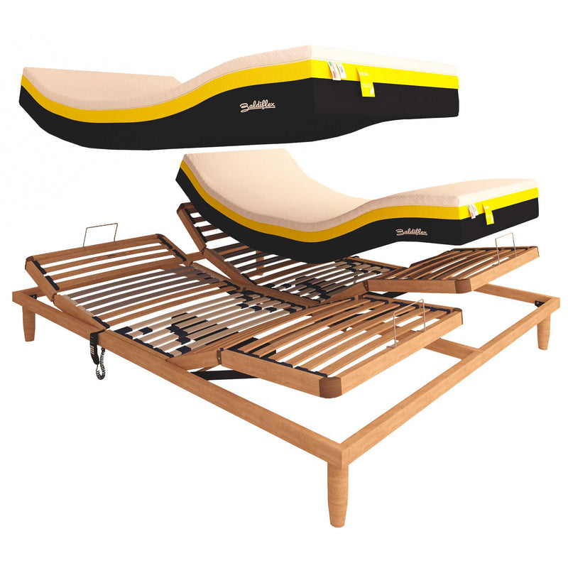 Rete ergonomica elettrica in legno Replay con materasso in lattice Baldiflex Natura Eco 25 dettaglio 2