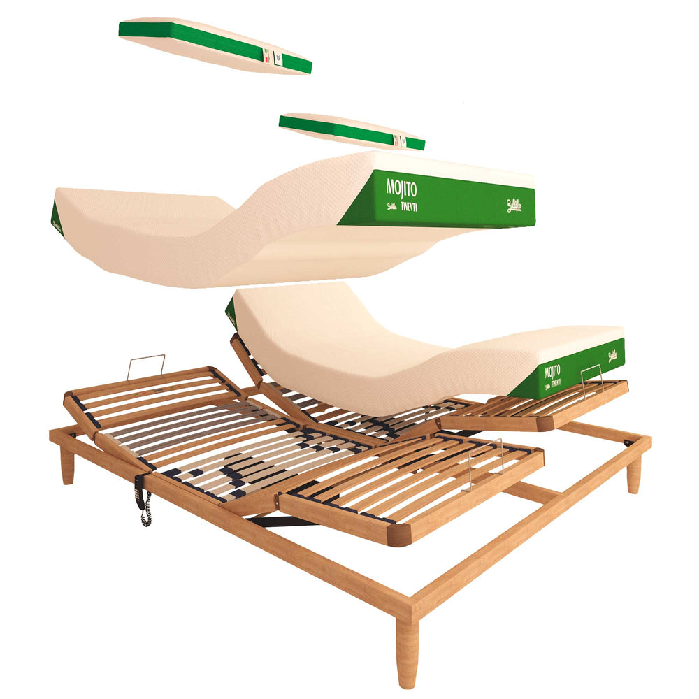 Rete ergonomica elettrica in legno con materasso memory Baldiflex Mojito 20