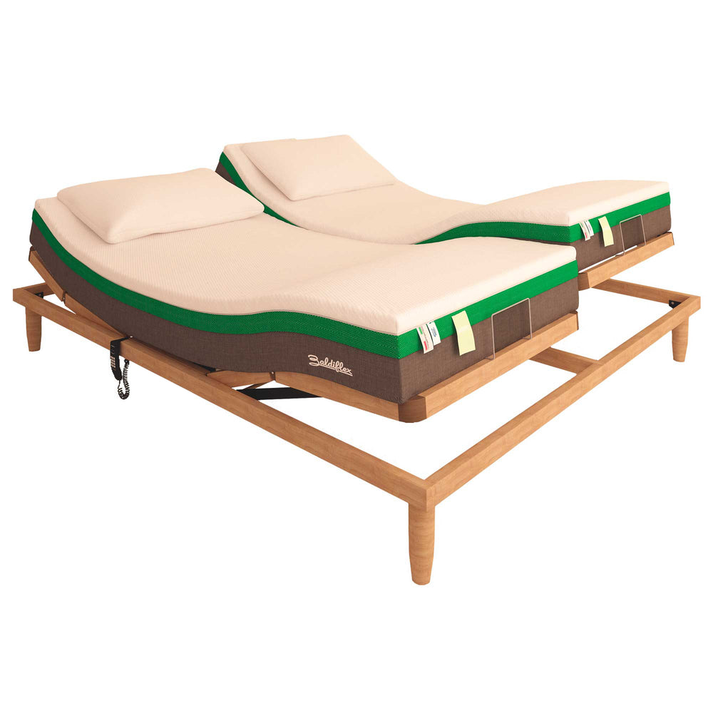Rete ergonomica elettrica in legno Replay con materasso memory Baldiflex Mojito Big