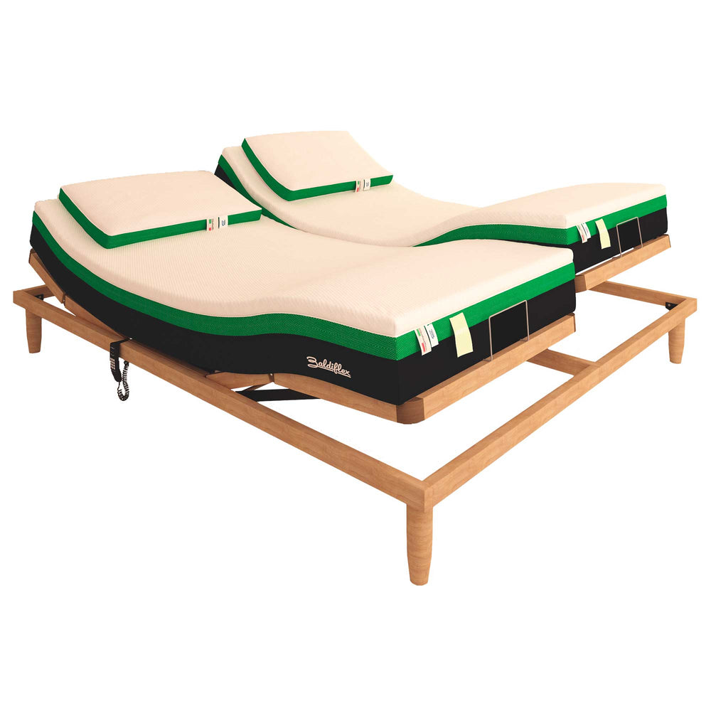 Rete ergonomica elettrica in legno con materasso memory Baldiflex Mojito