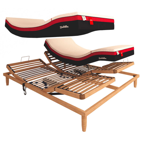 Rete ergonomica elettrica in legno con materasso memory e micro molle insacchettate Baldiflex Fluttuo dettaglio 2
