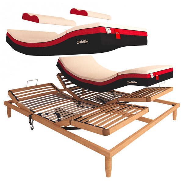 Rete ergonomica elettrica in legno con materasso memory e micro molle insacchettate Baldiflex Fluttuo dettaglio